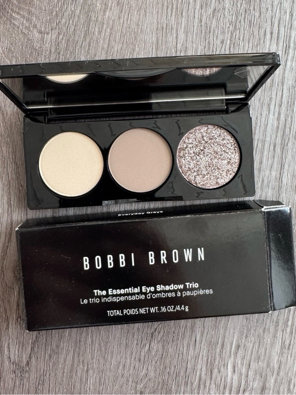 Bobbi Brown The Essential Eye Shadow Trio Everyday Greys Metallic Matte NIB